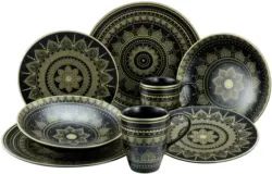 Kombiservice Mandala Gold aus Steinzeug, 8-teilig