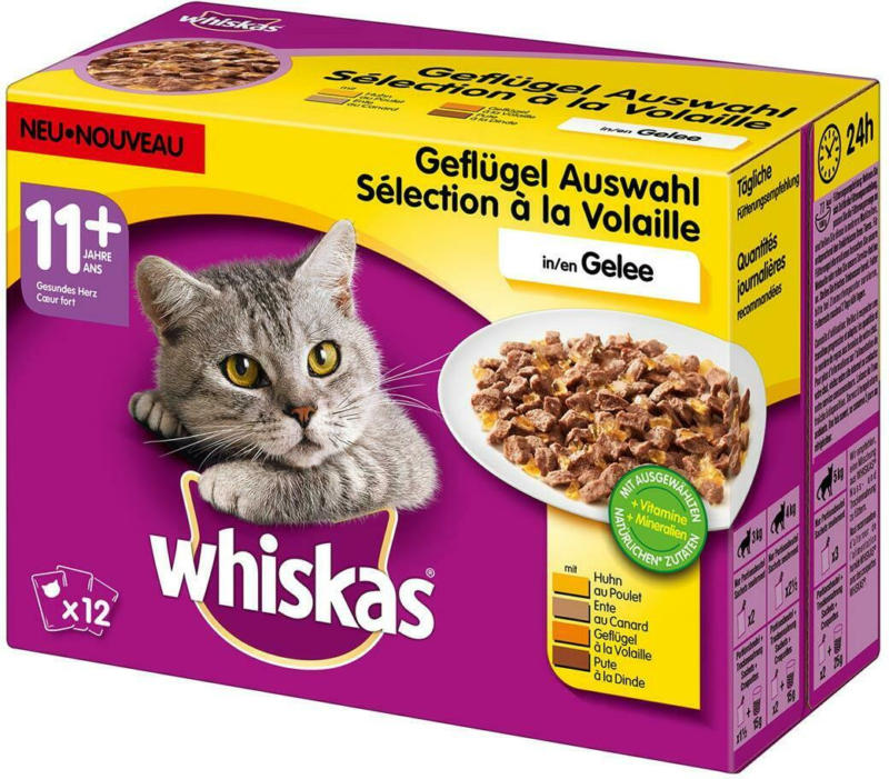Whiskas Frischebeutel 12-Pack Geflügel Auswahl in Gelee 11+