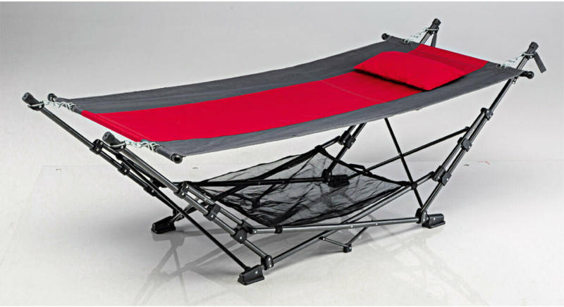 Hängematte „Pack-n-Go“, faltbar, 234x122x10 cm, grau/rot