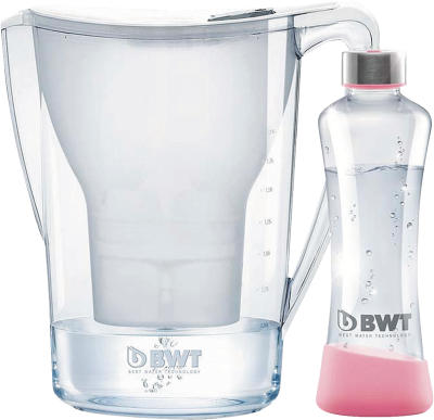 BWT Best Water Technology Tischwasserfilter Penguin 2,7l + 1 Kartusche + Glasfl. 500ml