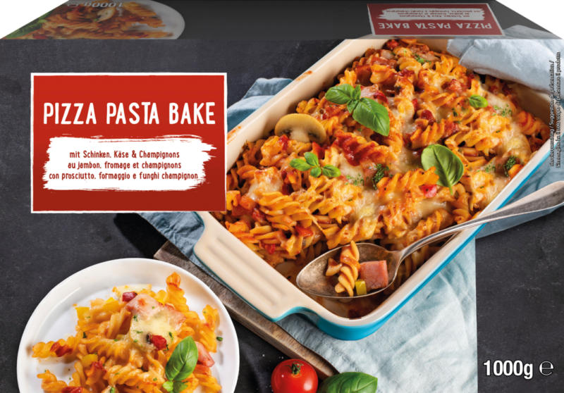 Gratin de nouilles Pizza Pasta Bake, aux jambon, fromage et champignons, 1000 g