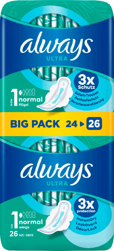 always Damenbinden Ultra Normal mit Flügeln BigPack