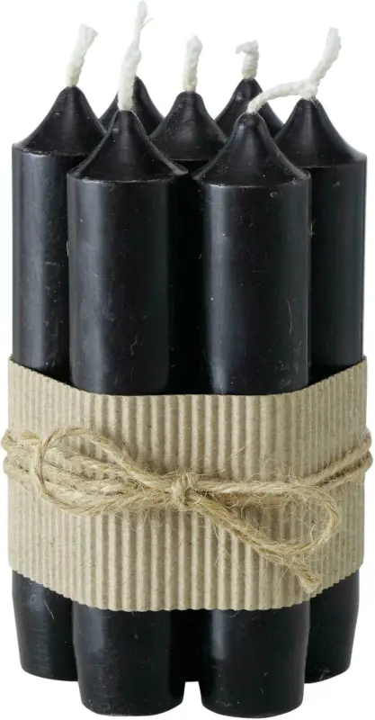 Stabkerzenset Melia I in Schwarz, 7 Stück