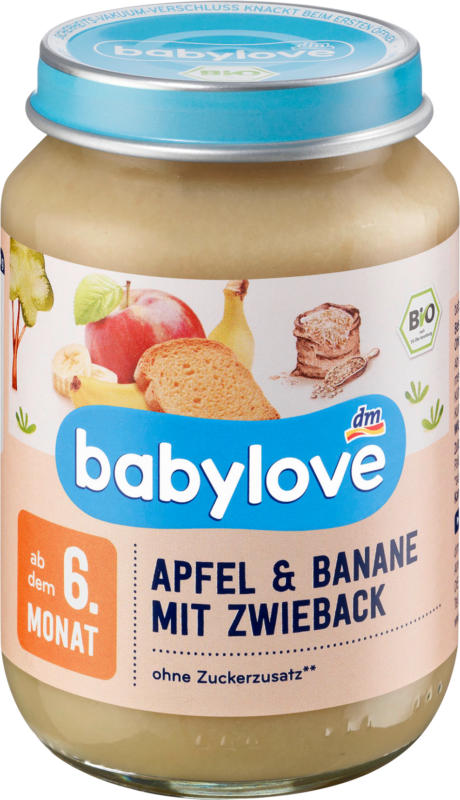 babylove Frucht und Getreide Apfel & Banane mit Zwieback ab dem 6.Monat