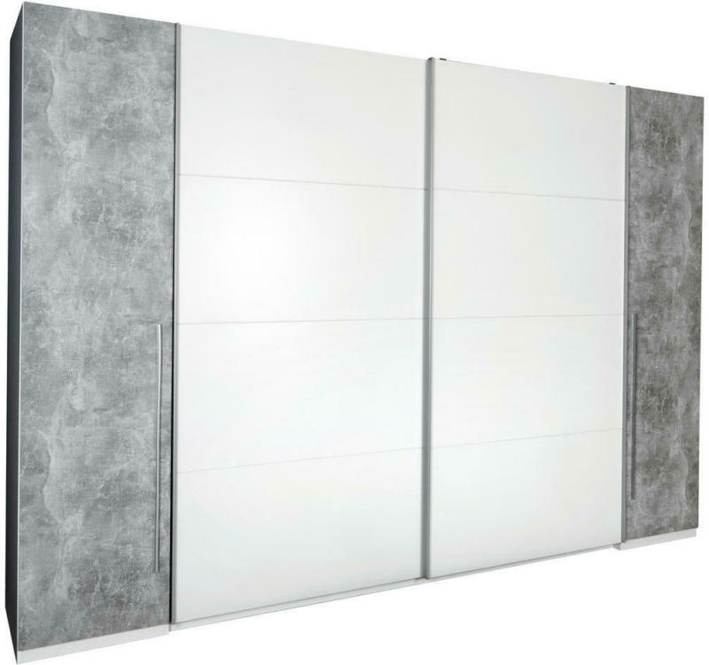 Schwebetürenschrank in Grau, Weiß