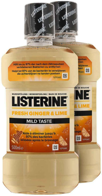 Listerine Mundspülung Ginger & Lime Milder Geschmack 2 x 500 ml -
