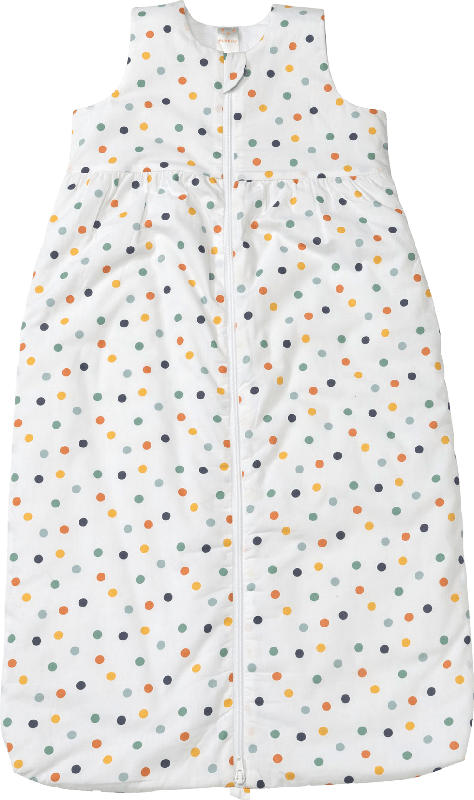 PUSBLU Kinder Schlafsack 2 TOG, 110 cm, mit Bio-Baumwolle, weiß, bunt