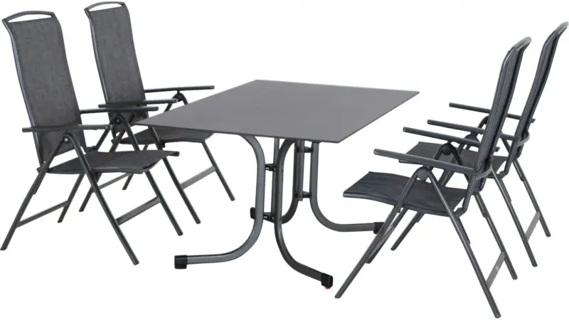 Gartentischgruppe 'Livorno' aus Aluminium, anthrazit