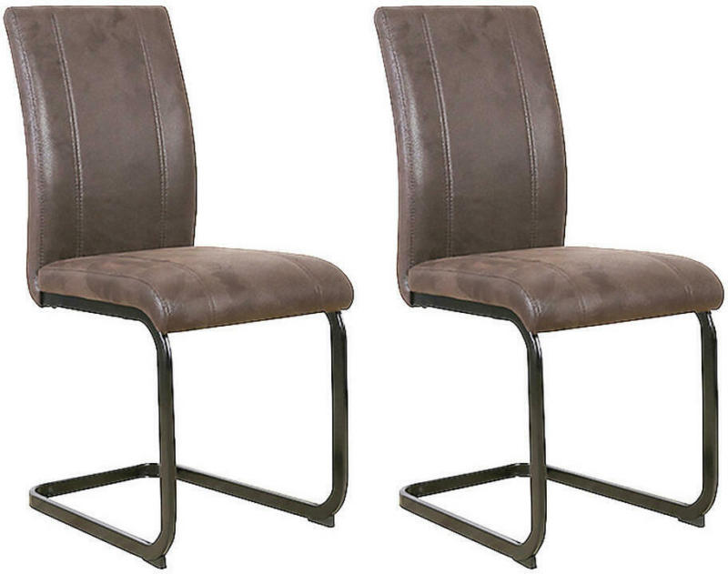 Stuhl-Set in Metall, Textil Dunkelbraun