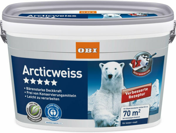 OBI Wandfarbe Arcticweiß matt 10 l