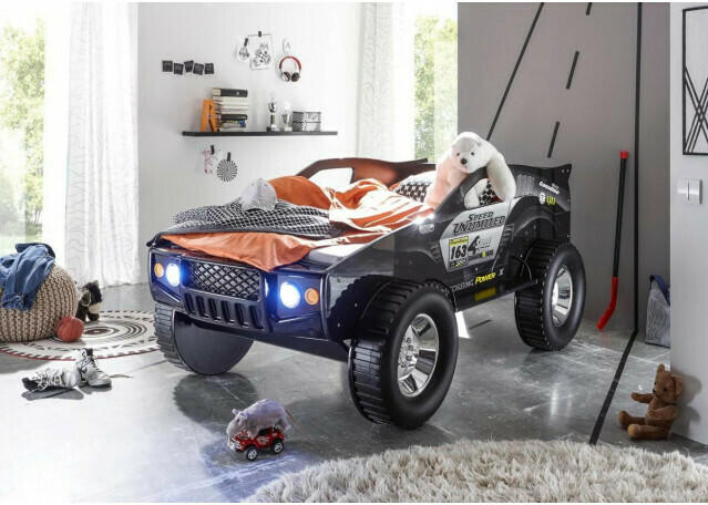 Autobett Jeep schwarz 90 cm