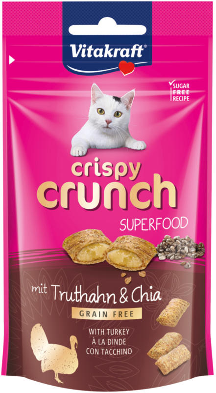 Vitakraft Snack pour chat Crispy Crunch Dinde & Chia 60g