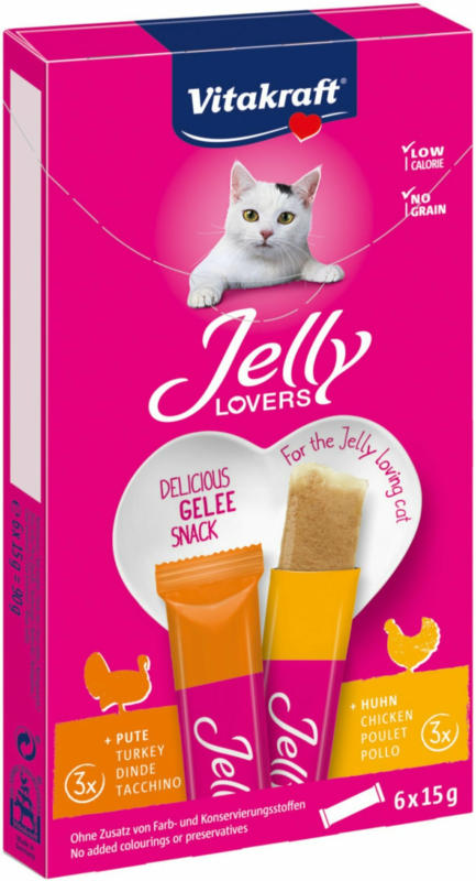 Vitakraft Snacks pour chats Vita Jelly Lovers poulet/dinde 6x15g
