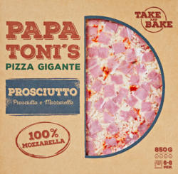 Pizza gigante Prosciutto e Mozzarella Papa Toni's, 850 g