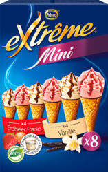 Frisco Cornets Extrême Mini, assortiert: Erdbeer, Vanille, 8 Stück, 480 ml