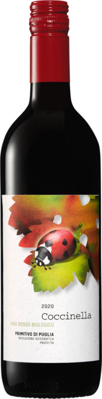 Coccinella Primitivo bio Puglia IGP, 2020, les Pouilles, Italie, 75 cl