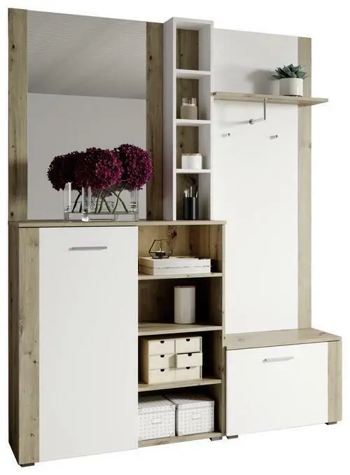 Garderobe 'Barry' , eiche, weiß