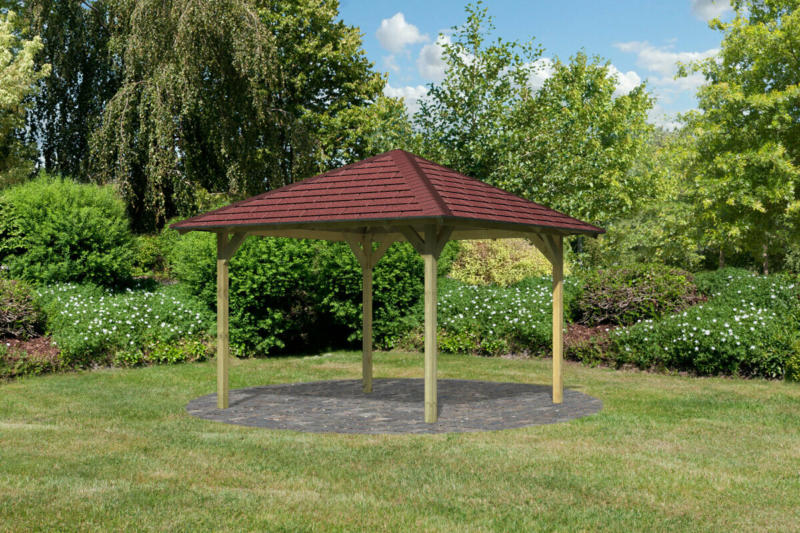 Holzpavillon „Cordoba“ Massivholz kdi, im Set mit Schindeln Dachschindeln
