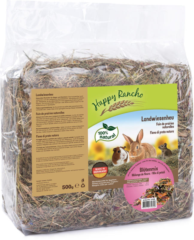 Happy Rancho Landwiesenheu mit Blütenmix 500g