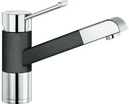 Küchenarmatur Zenos in Edelstahlfarben/Schwarz