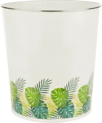 Übertopf Eden in Weiß mit Blättern