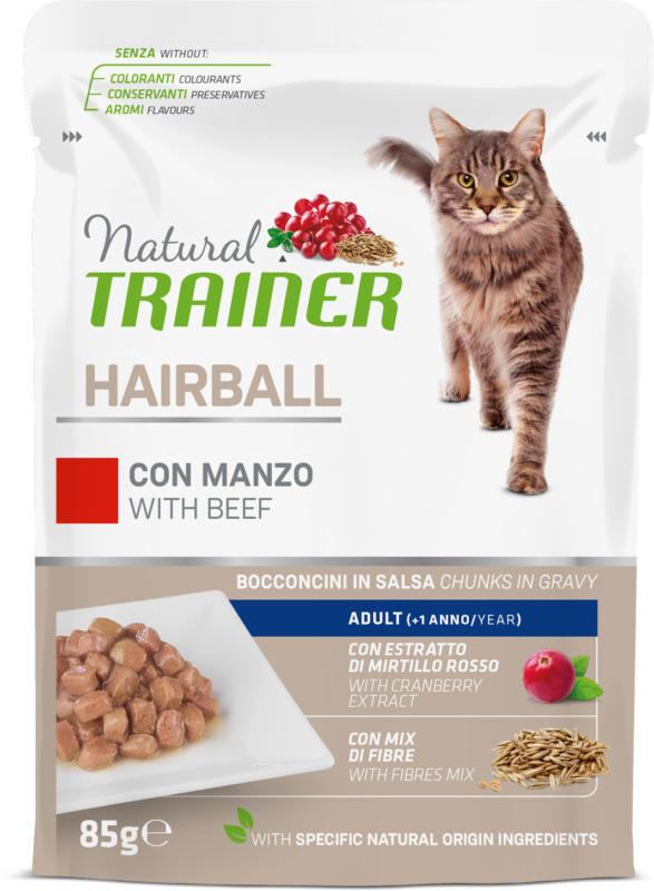 Trainer Natural Nassfutter Hairball Adult Rind 85g Beutel