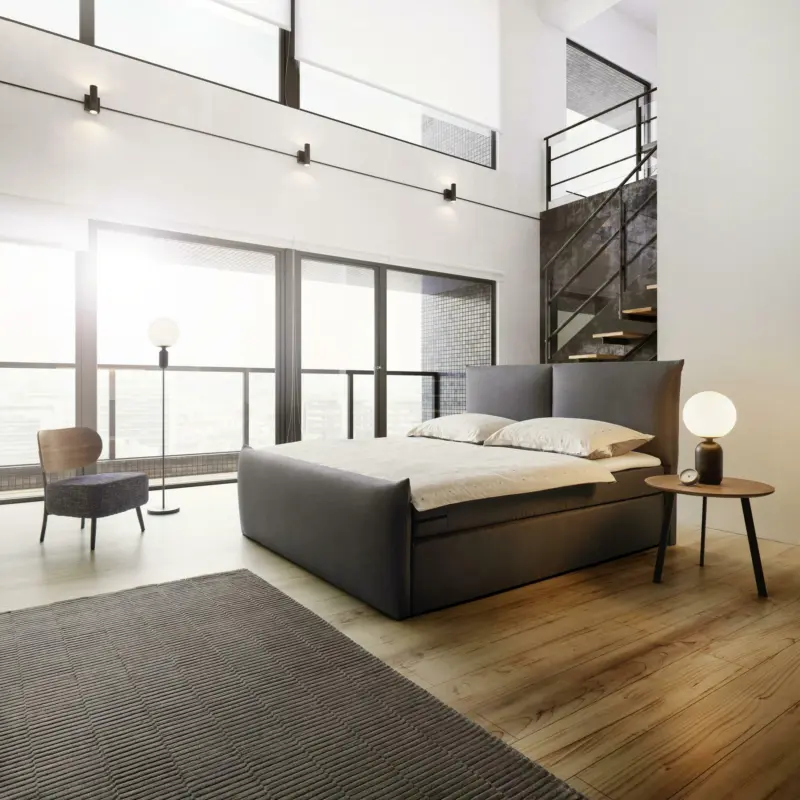 Boxspringbett 'Alvaro' inkl. Topper,ca. 180x200cm, d.grau