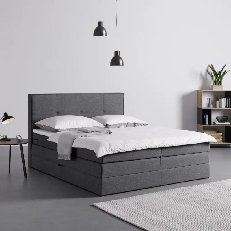Boxspringbett 'Lori' inkl. Topper, ca. 180x200 cm, d.grau