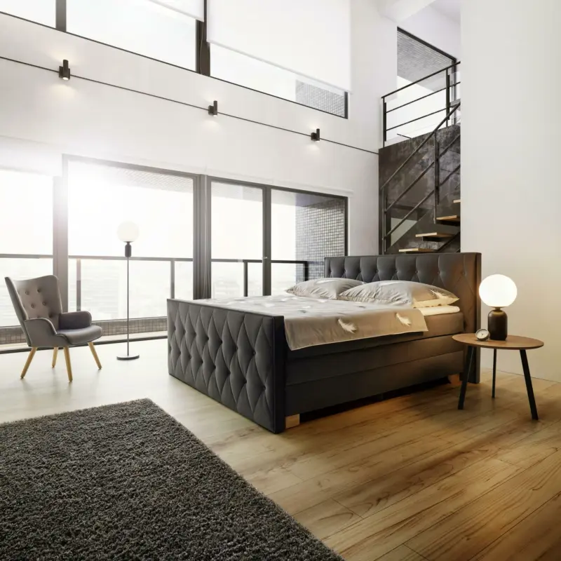 Boxspringbett 'Mala' inkl. Topper, ca. 180x200 cm, d.grau