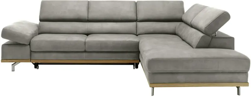 Wohnlandschaft in Grau mit Bettfunktion