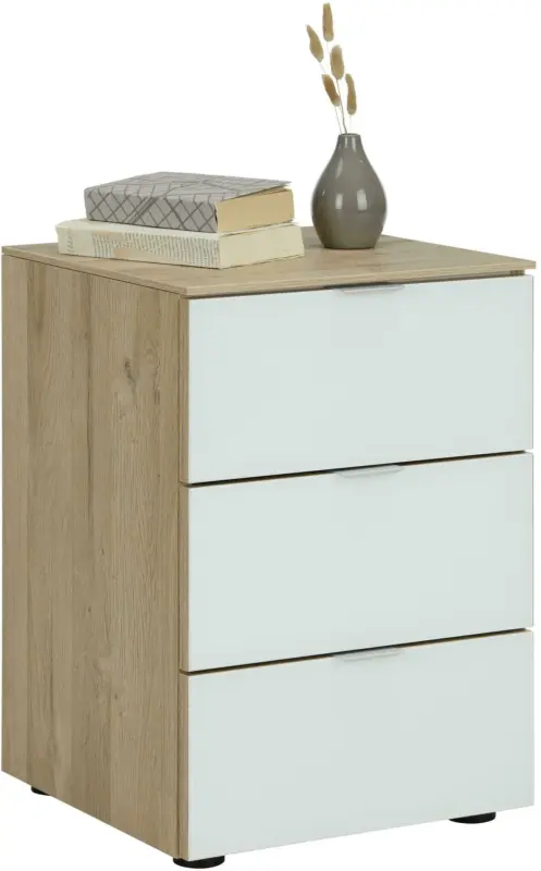 Nachtk&auml;stchen in Wei&szlig;/Eichefarben