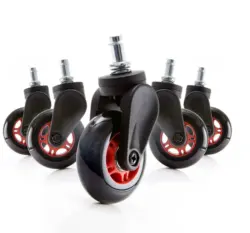 Drehstullrollen in Schwarz/Rot 5-teilig