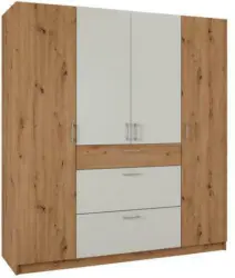 Drehtürenschrank in Weiß/Eichefarben