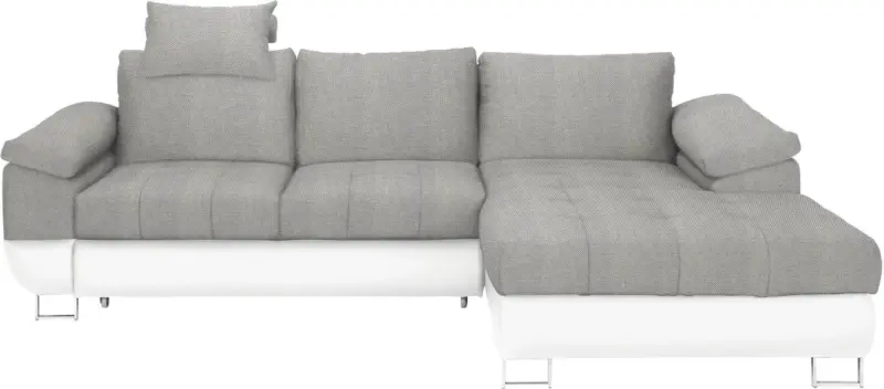 Wohnlandschaft in Grau/Weiß mit Bettfunktion