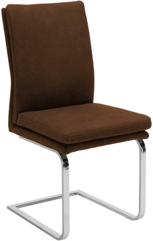 Schwingstuhl in Metall, Textil Chromfarben, Dunkelbraun