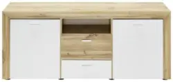Lowboard in Eichefarben/Weiß