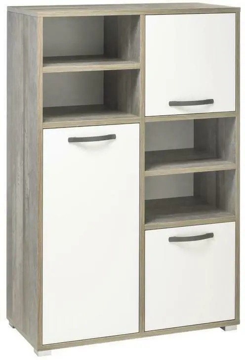 Highboard in Braun/Grau/ Weiss 'Moon'