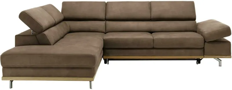 Wohnlandschaft in Braun mit Bettfunktion