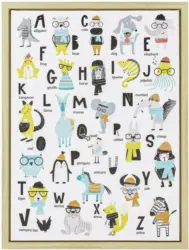 Bild World Map Animal Multicolor ca. 45x60x2,7 cm