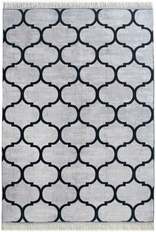 Webteppich Marokko in Grau/Schwarz ca. 80x150cm