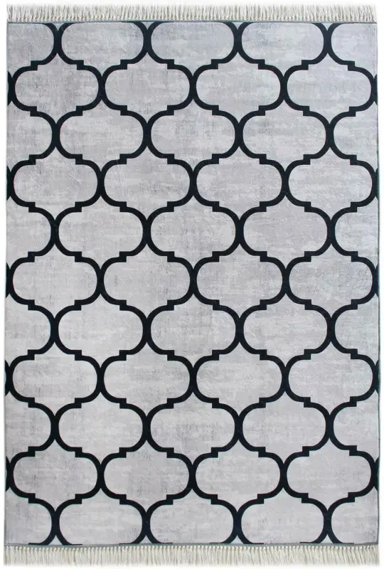 Webteppich Marokko in Grau/Schwarz ca. 80x150cm