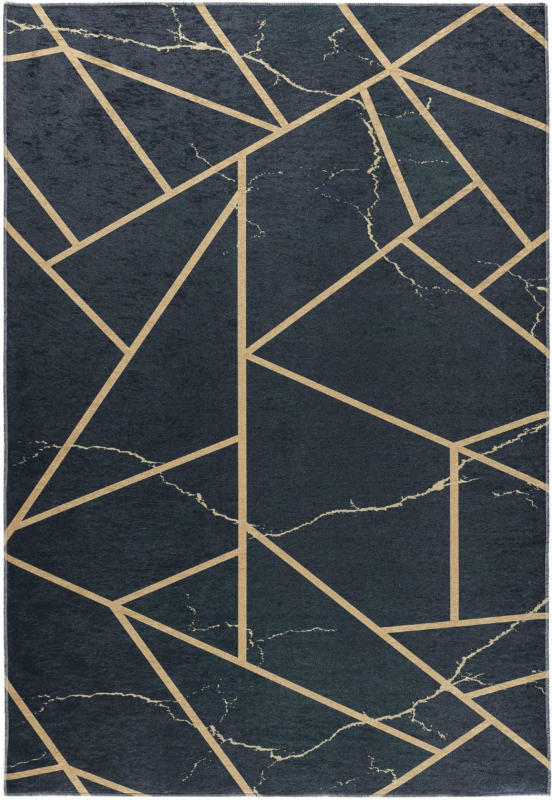 Webteppich Modern Gold in Dunkelblau ca. 160x230cm