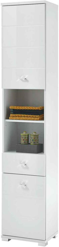 Armoire haute de salle de bains Loop blanc brillant -