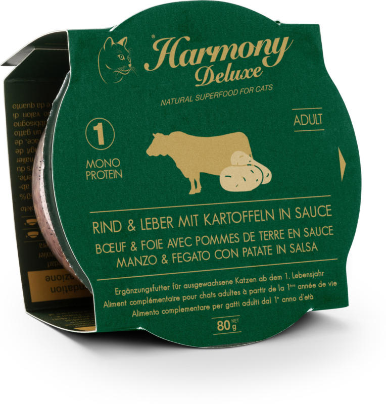 Harmony Cat Deluxe Cup Adult Rind & Leber mit Kartoffeln in Sauce 24x80g