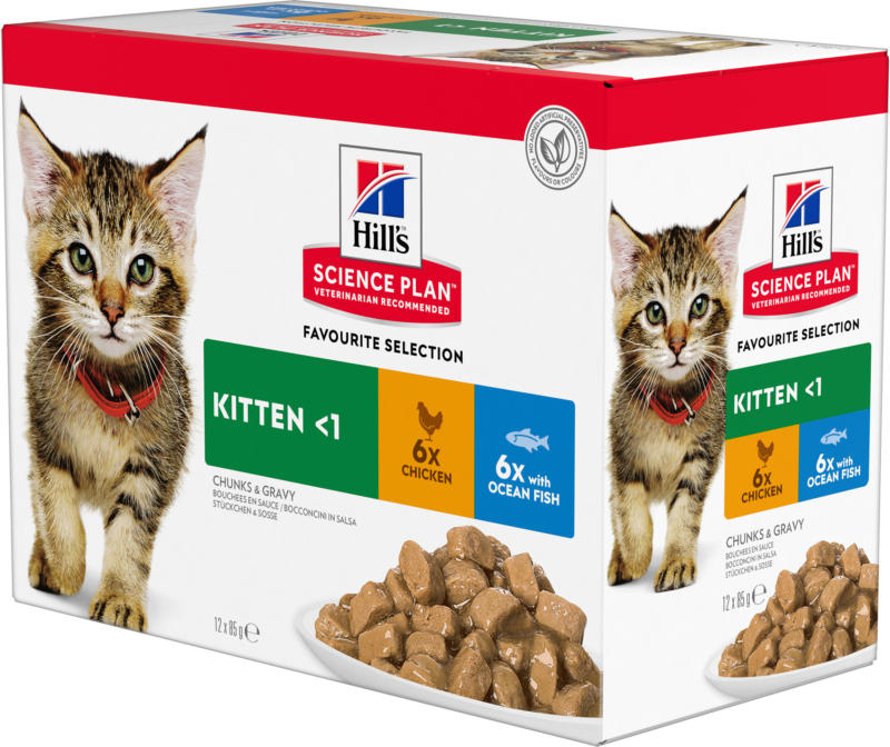 Hill's Katze Science Plan Kitten Nassfutter Multipack Huhn & Meeresfisch 4x12x85g
