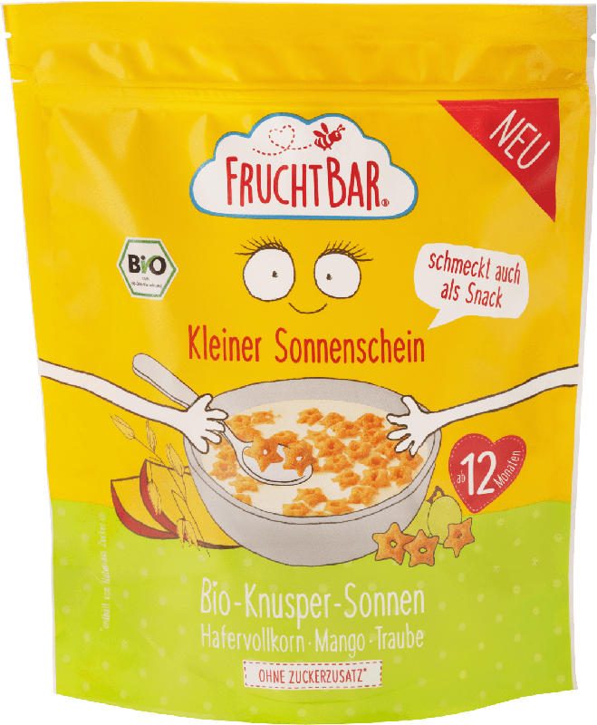 FruchtBar Kindermüsli Bio-Knusper-Sonnen Hafervollkorn, Mango & Traube ab 12 Monaten