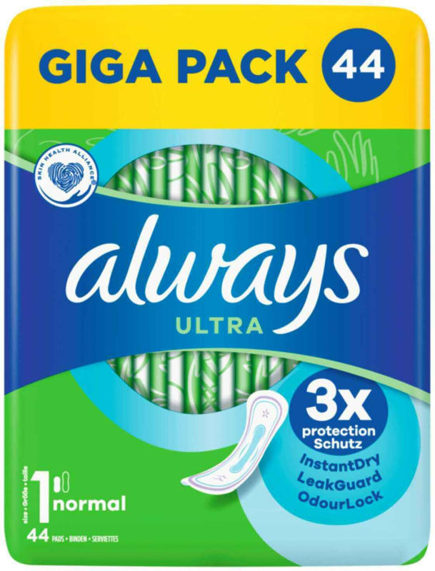 Always Ultra Damenbinden Normal Grösse 1 GIGA PACK 44 Stück -