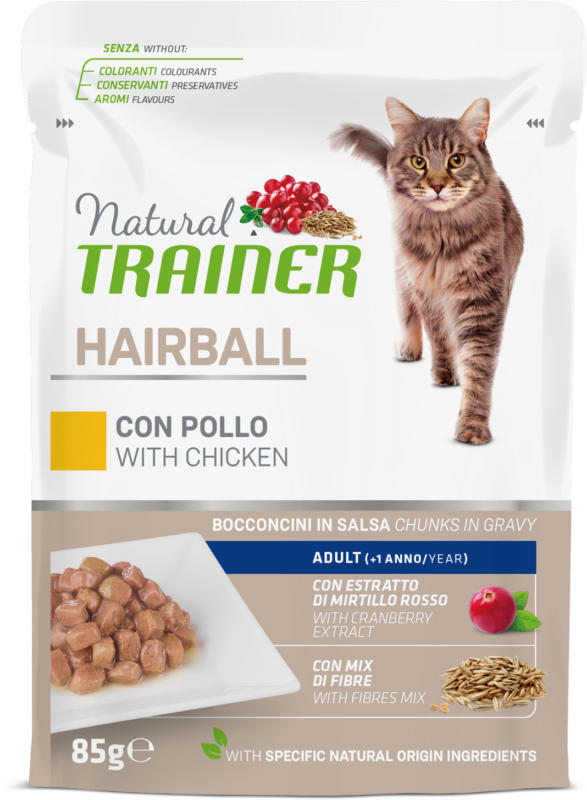 Trainer Natural Nourriture humide Hairball Adult Poulet 85g sachet