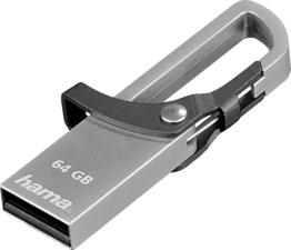 HAMA FlashPen Hook-Style, 64 Go, gris - Clé USB (64 GB, Gris)