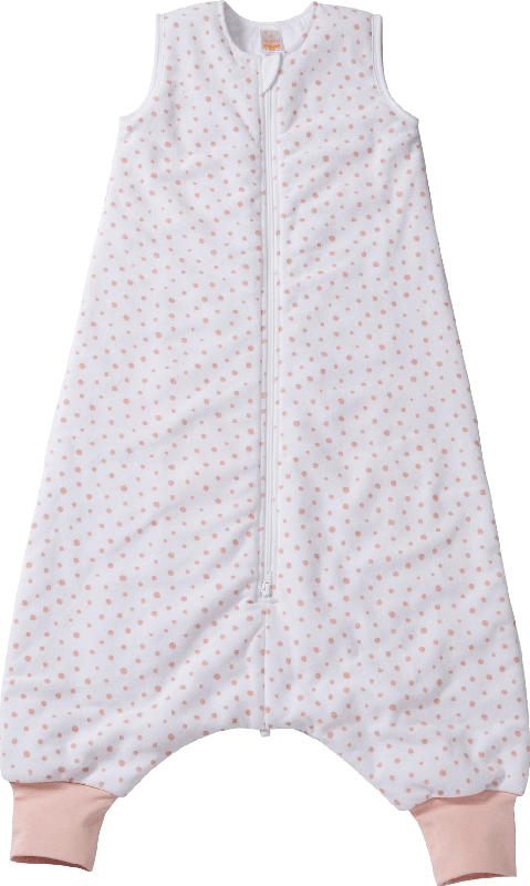 PUSBLU Kinder Schlafsack 2 TOG, 100 cm, mit Bio-Baumwolle, weiß, rosa